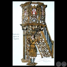 MURAL: PÚLPITO DE LA IGLESIA DE YAGUARÓN, 2010 - Porcelana de MARTHÚ RODRÍGUEZ ALCALÁ DE MORENO